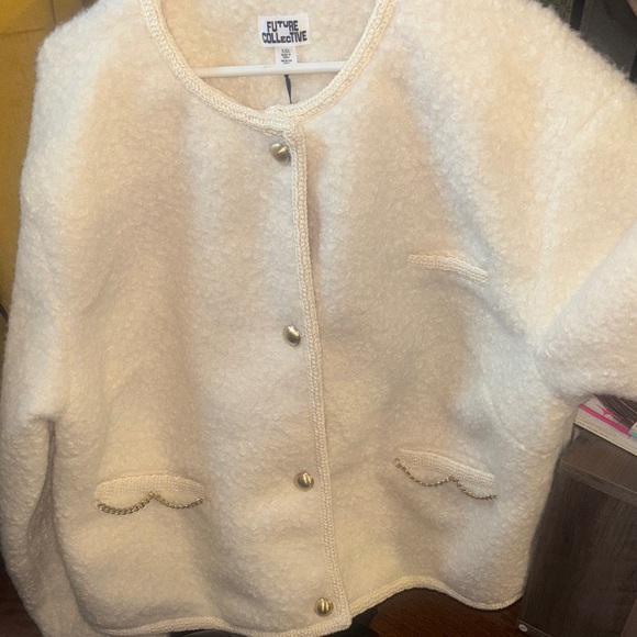 Future Collective Women's Cream Teddy Jacket - Picture 8 of 8